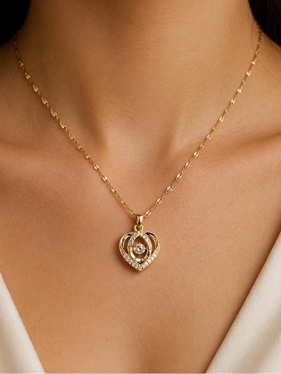 Unbranded Jewelry - Gold Heart Pendant Necklace w/ CZ Center – Dainty Layering Jewelry ✨